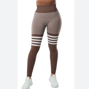 Bombshell Sportswear Thigh Highs Leggings  Brown Tan White Size S